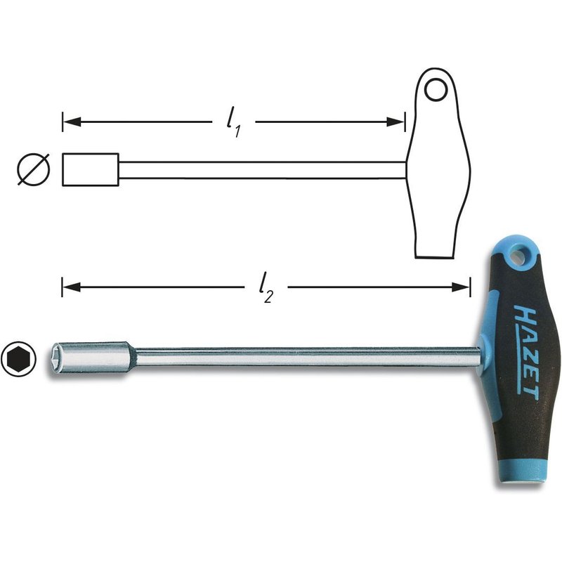 Hazet Clé à douille - Profil à 6 pans extérieurs - Taille: 11 - Longueur totale: 264 mm - 428-11