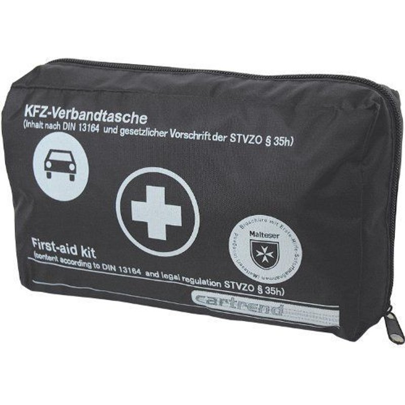 Cartrend 7730043 Trousse de secours norme DIN 13164 brochure incluse Noir
