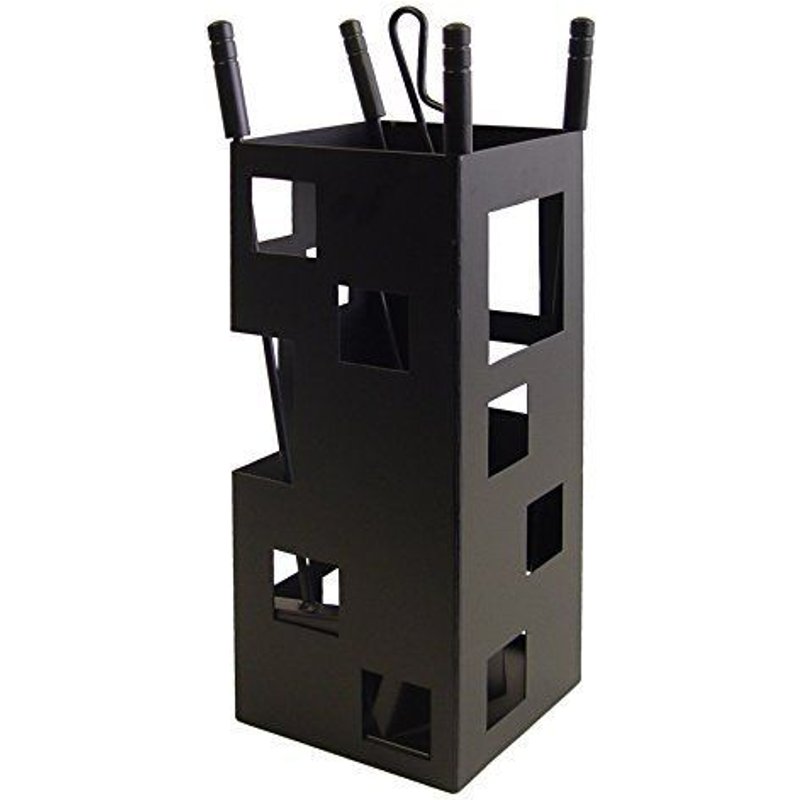 mex El Zorro 10004 Serviteur de cheminée forme carrée 50 x 20 x 20cm avec accessoires Noir