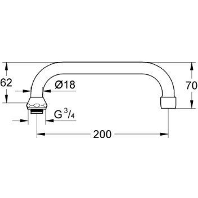 GROHE 13028000 7822091 vacuation en U avec bec tournant 200mm Chromé