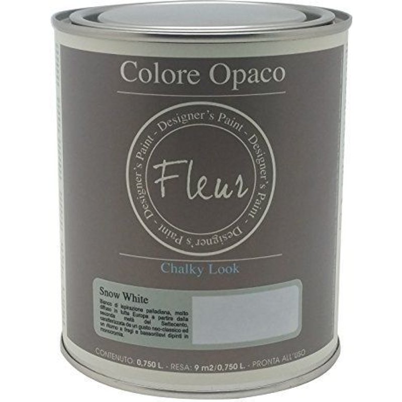 Fleur Paint 13401-Peinture Mineral Base Eau, 750ml couleur snow white