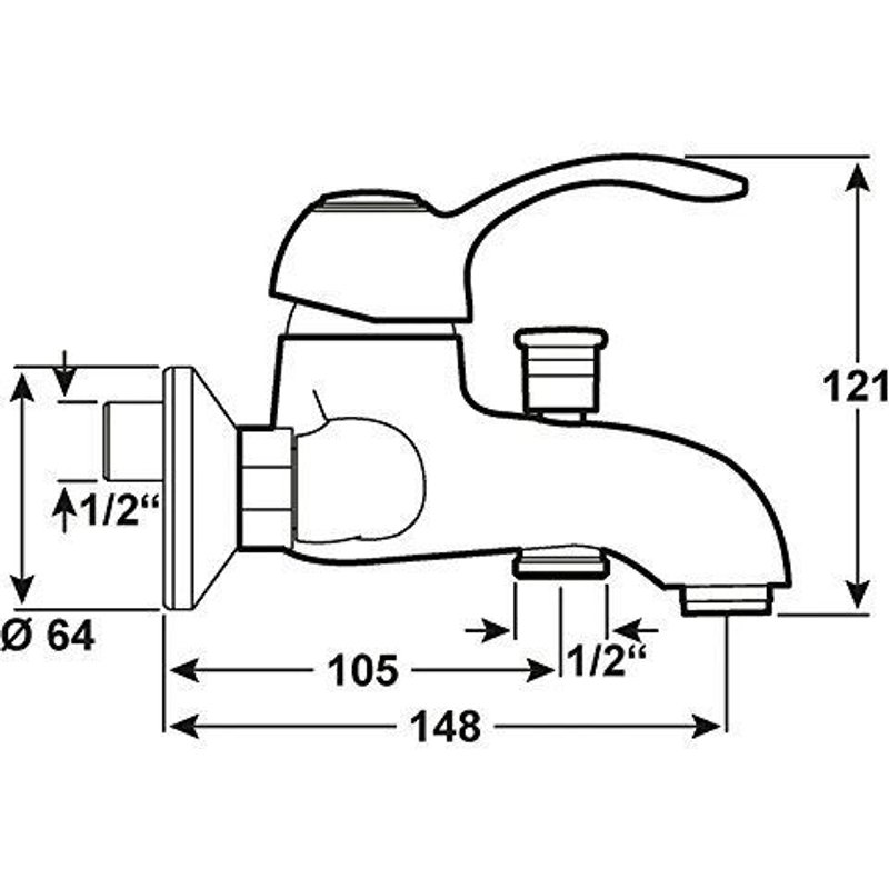 Cornat LU2 Luca Mitigeur à levier unique pour baignoire Chromé