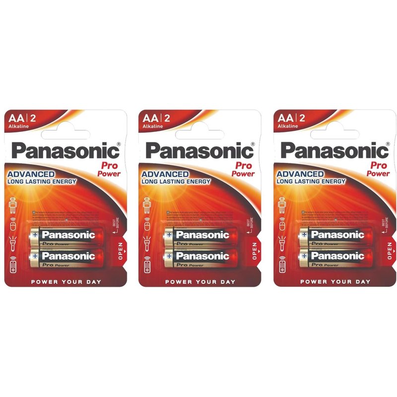 Panasonic Lot de 3 Packs de 2 Piles Alcalines PRO POWER GOLD AA/LR6 1,5V