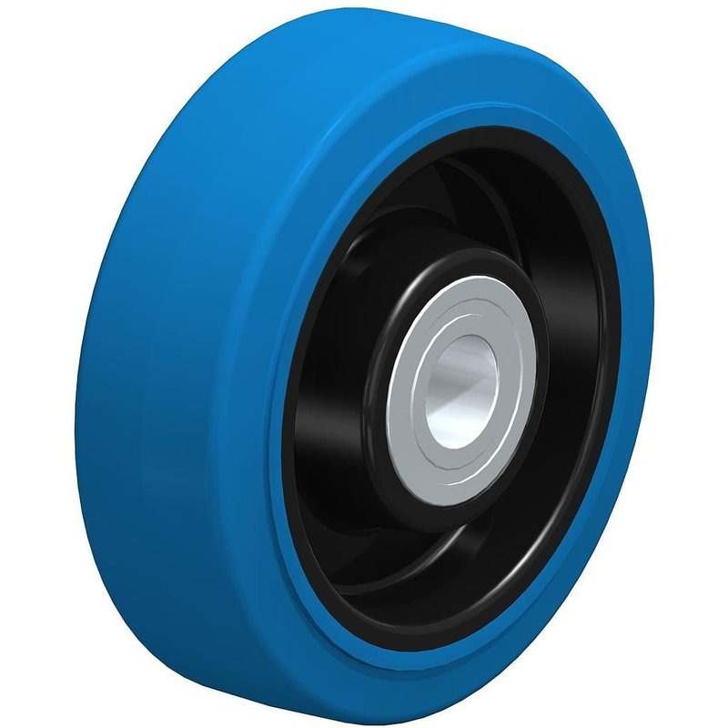 125mm wheel with blue elastic rubber on nylon centre