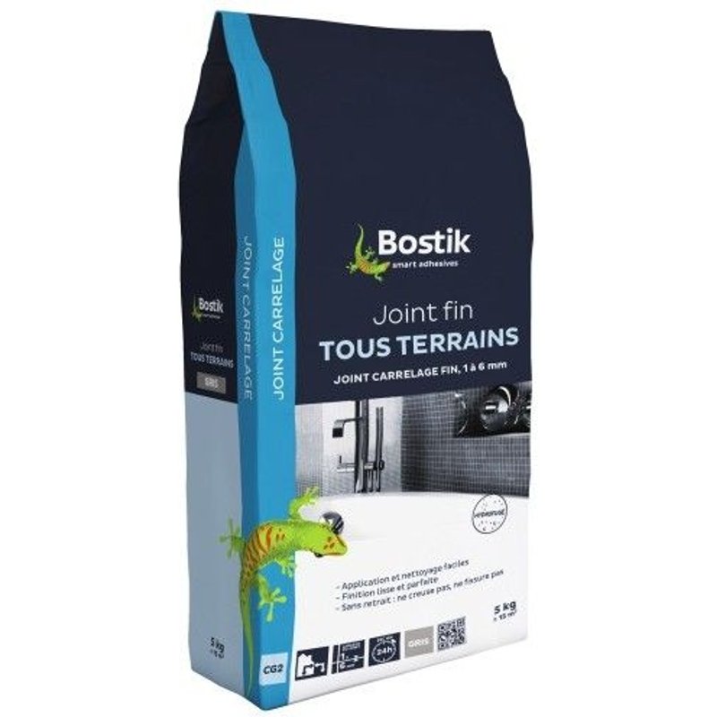 Joint carrelage - fin - poudre - sols et murs - blanc - 5 kg BOSTIK