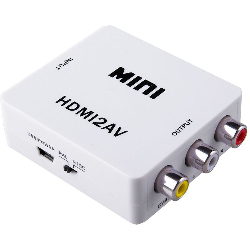HD 1080 P HDMI AV/RCA CVBS Adaptateur Mini HDMI2AV Vidéo Converter Box pour NTSC/PS3/PC/MAGNéTOSCOPE/Ordinateur Blanc