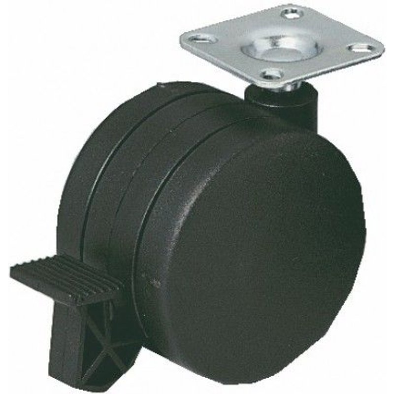 Roulettes Twiny avec frein, sur platine GUITEL