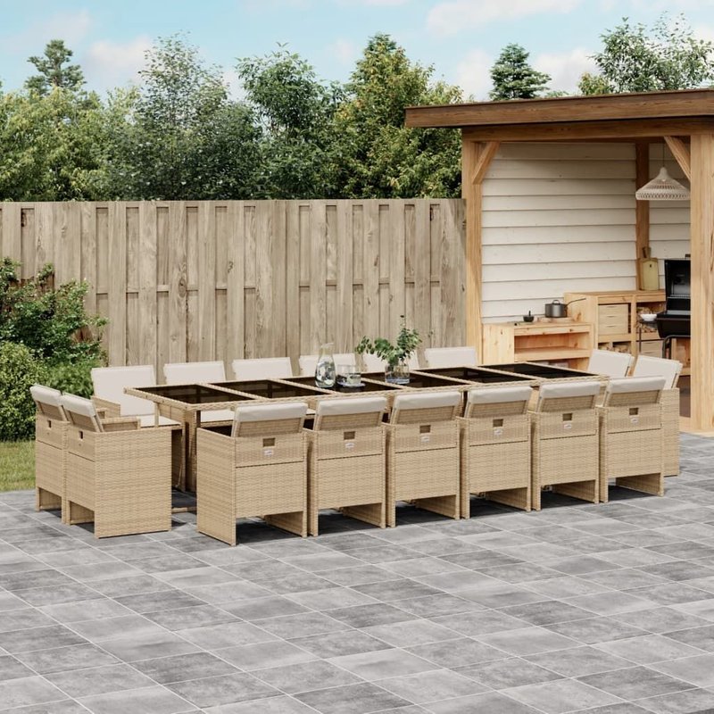 Vidaxl Ensemble À Manger De Jardin Et Coussins 17 Pcs Beige