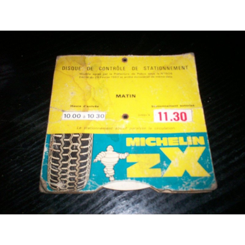 Ancien Disque De Contrôle De Stationnement Michelin Zx