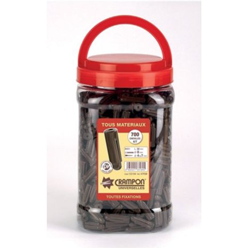 Pot 650 chevilles crampon 4/7 marron VINMER - Ø percage 8 mm - 133164