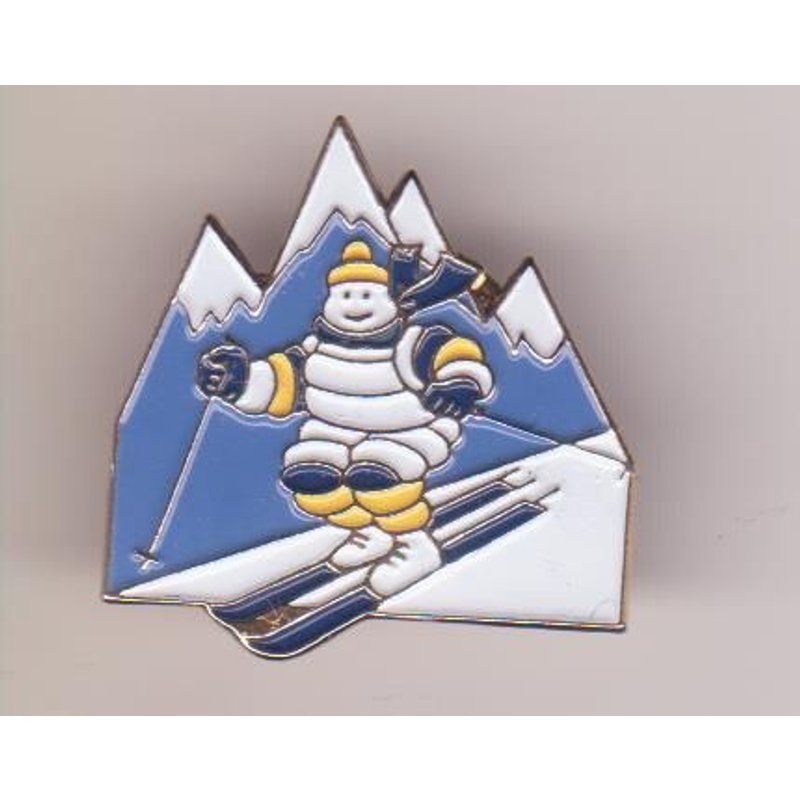 Pin's: Bibendum Michelin .Fait Du Ski (Signé Fraisse) -2.4x2.3 Cm