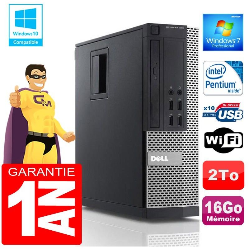 PC DELL 990 SFF Intel G840 Ram 16Go Disque 2 To Wifi W7
