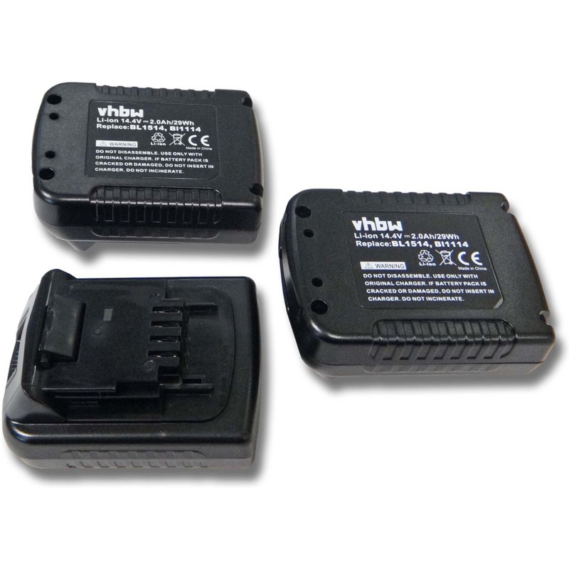 vhbw 3x Batteries Li-Ion 2000mAh (14.4V) pour outils ASL146KB, ASL148, ASL148K, ASL148KB, EPL14 comme BLACK & DECKER BL1114, BL1314, BL1514, LB16.