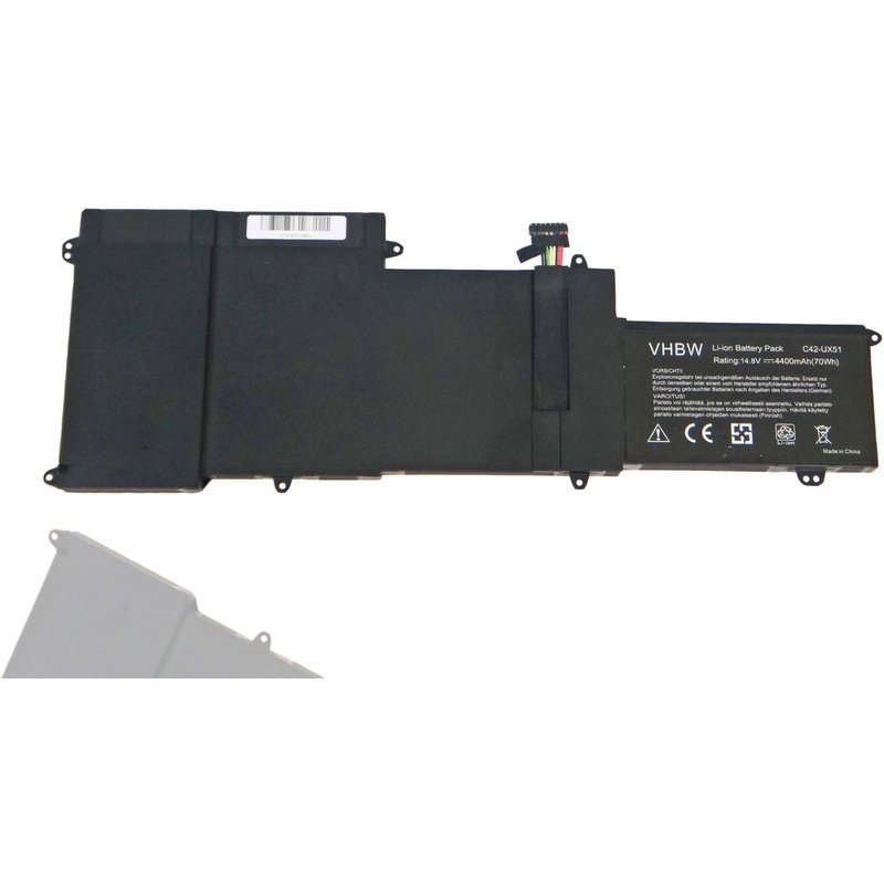 Batterie Li-Polymer vhbw 4750mAh (14.8V) pour Notebook Asus ZenBook U500VZ, U500VZ-CN032H, UX51, UX51VZ, UX51VZA, UX51VZ-CM042P. Remplace: C42-UX51.