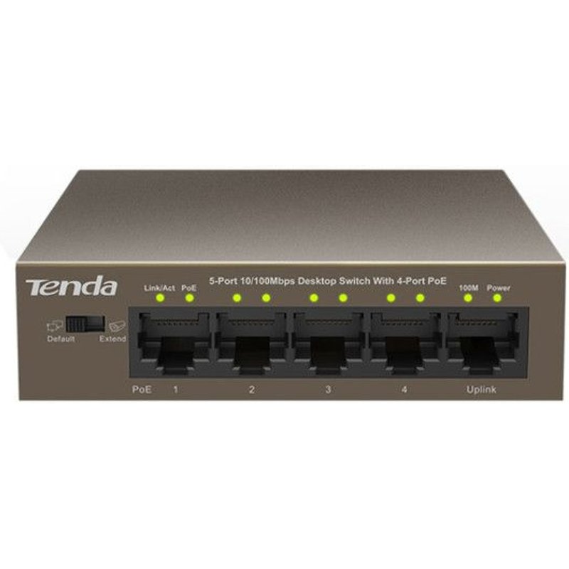 Tenda TEF1105P - Commutateur - non géré - 4 x 10/100 (PoE) + 1 x 10/100 (liaison montante) - de bureau - PoE (58 W)
