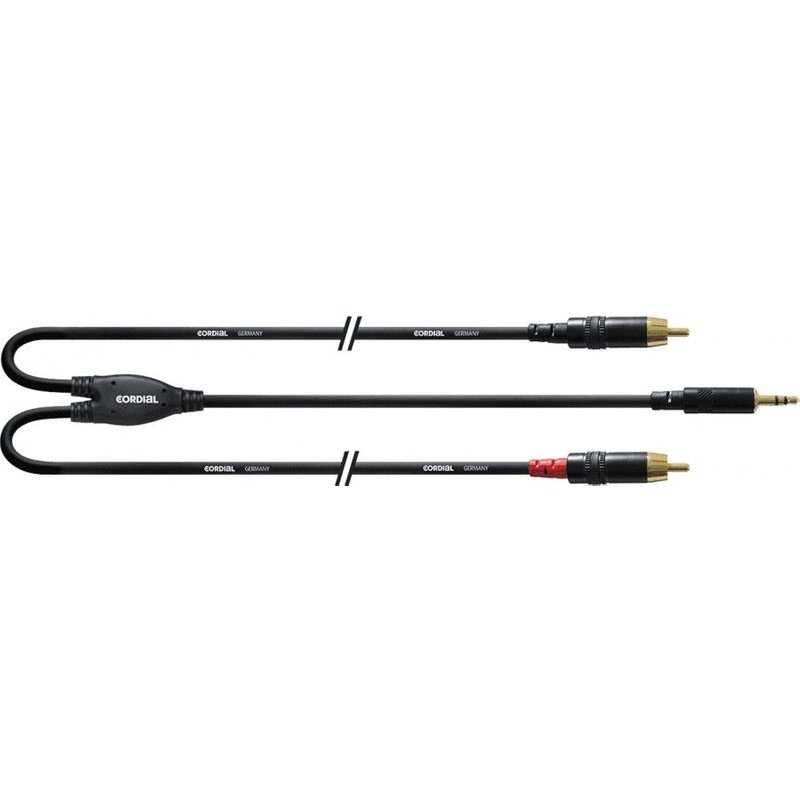 Cordial CFY3WCC-LONG - Câble bretelle mini jack mâle stéréo - 2 RCA mâles Y long 3 m
