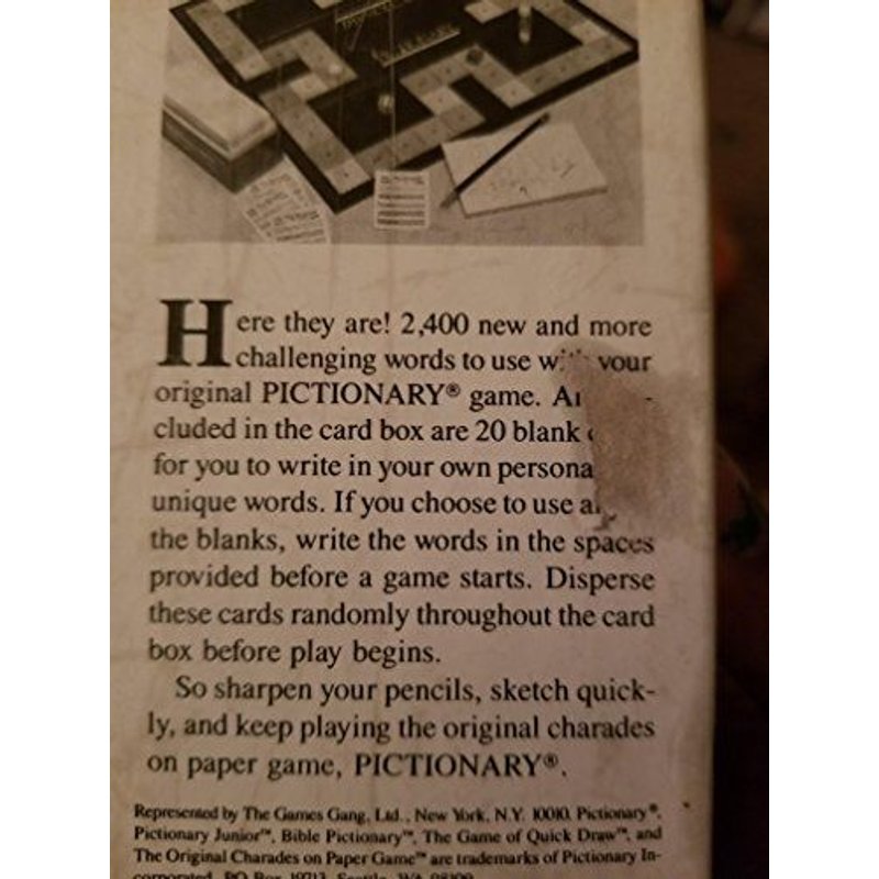 Pictionary Second Edition Game Cards