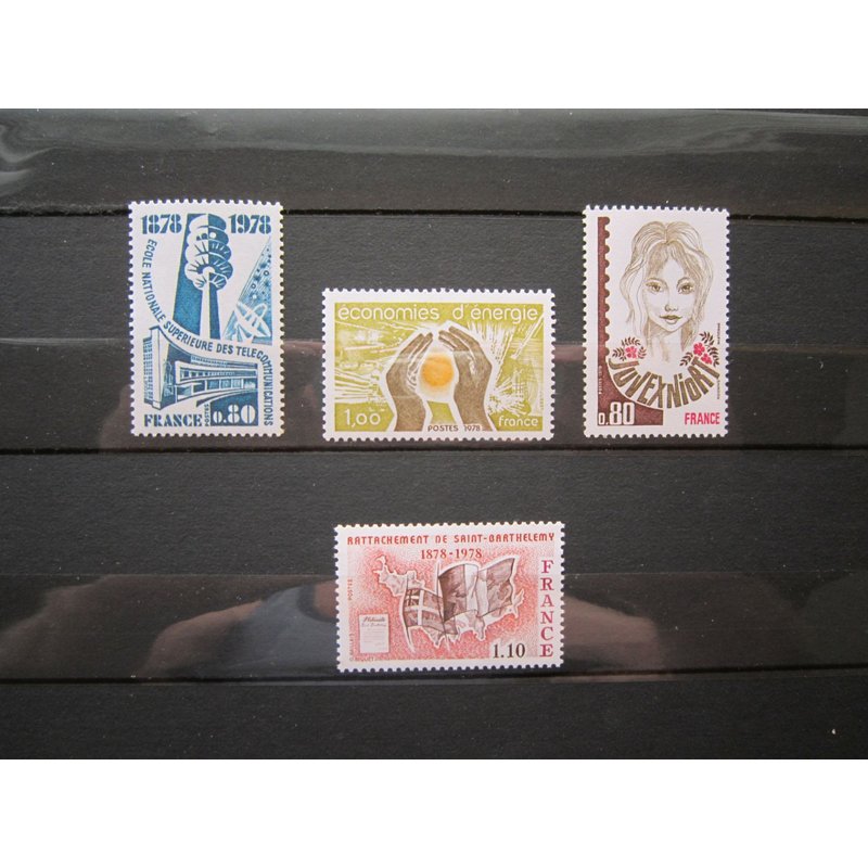 France. Timbres De 1978: N°1984 100 Ans De L École Nationale Supérieure Des Télécommunications. N°1985 Rattachement De L Île De St.Barthélémy À La France. N°2003 Juvexniort. N°2007 Économies D Énergie
