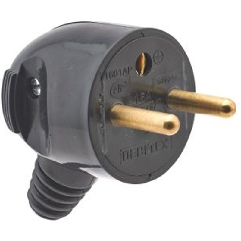 Fiche mâle - 2P+T - 16A - sortie latérale - noir DEBFLEX