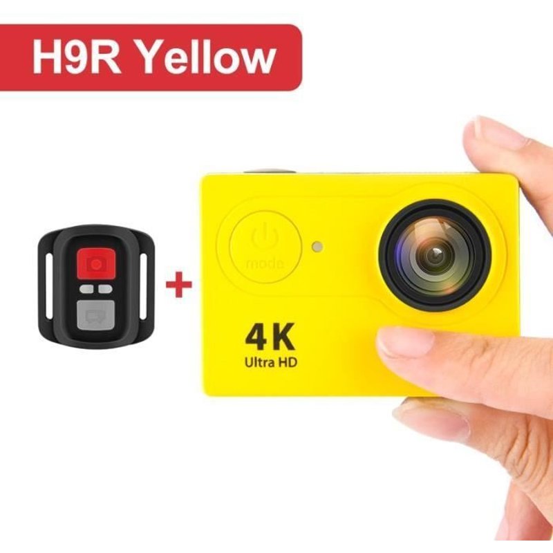 Caméra d'action AXNEN H9R H9 - Ultra HD 4K 30fps - Étanche - WiFi - Jaune
