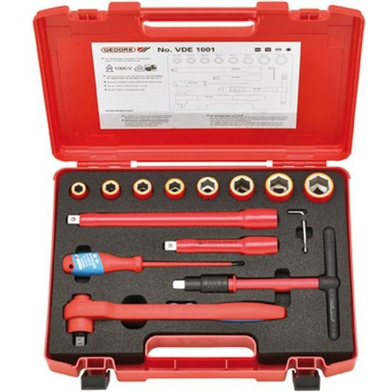 Composition de clés à douille VDE 1/2'', 14 pièces