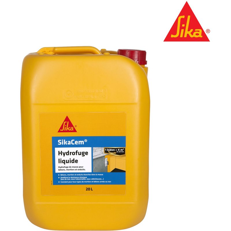 Hydrofuge de masse pour béton et mortier SIKA SikaCem Hydrofuge Liquide - 20l