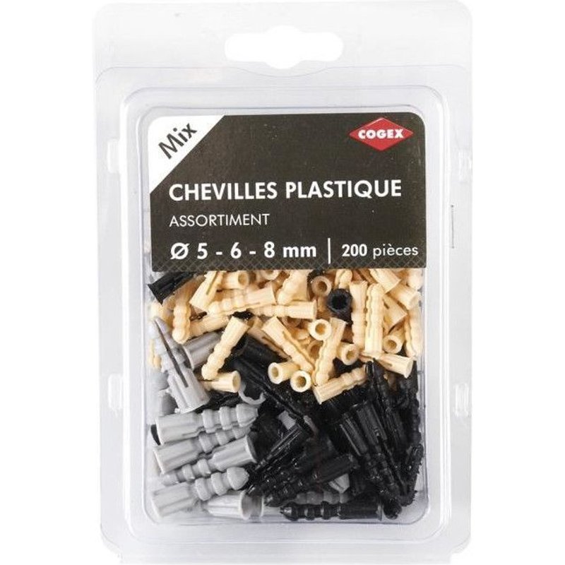 Cogex cheville plastique - 200 pcs - 5-6-8 mm