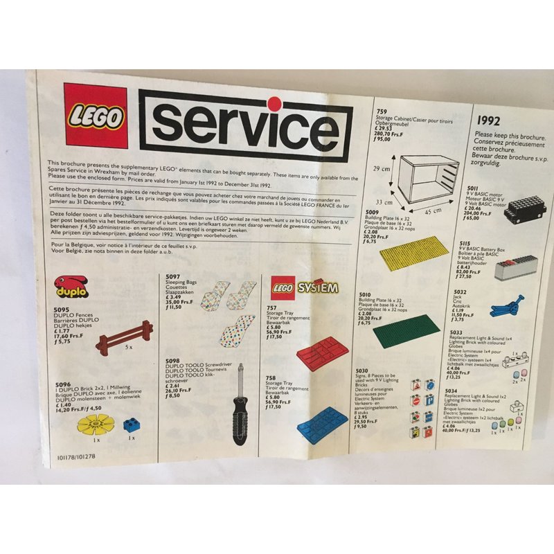 Catalogue Lego Service 1992