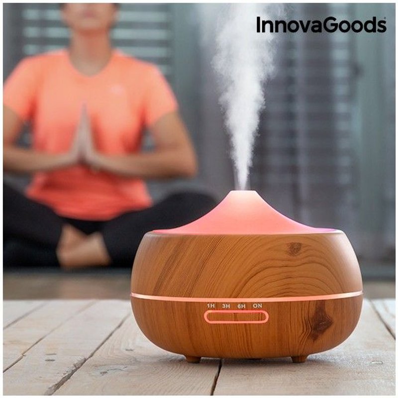 Humidificateur Diffuseur d'ArĂ´mes LED Wooden-Effect InnovaGoods