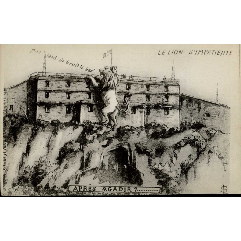 Carte Postale De Belfort (Territoire De Belfort) Allégorie "Après Agadir ?...", Le Lion S'impatiente