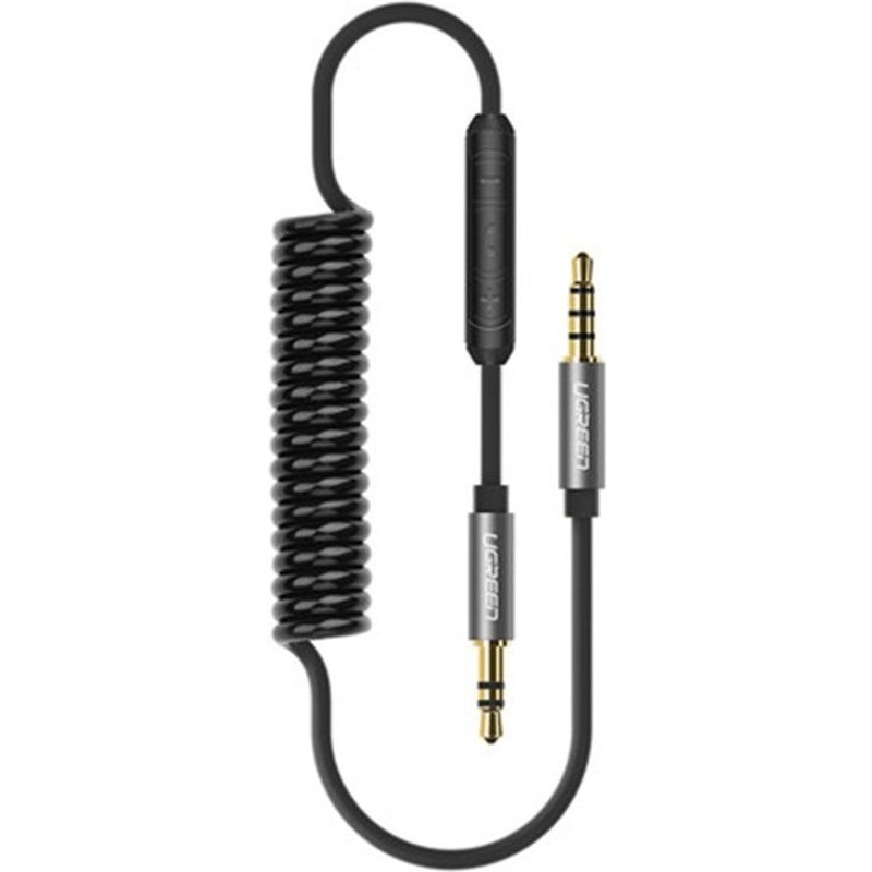 (#1) 2m 3.5mm Jack Wire Control Flexible Elastic Stretch Cable Spring Cord Stereo Coiled AUX Audio Cable (Black)