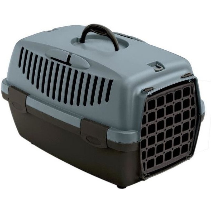 Zolux panier de transport gulliver - 46 x 28 x 30 cm - bleu acier - pour chien et chat jusqu'a 6 kg