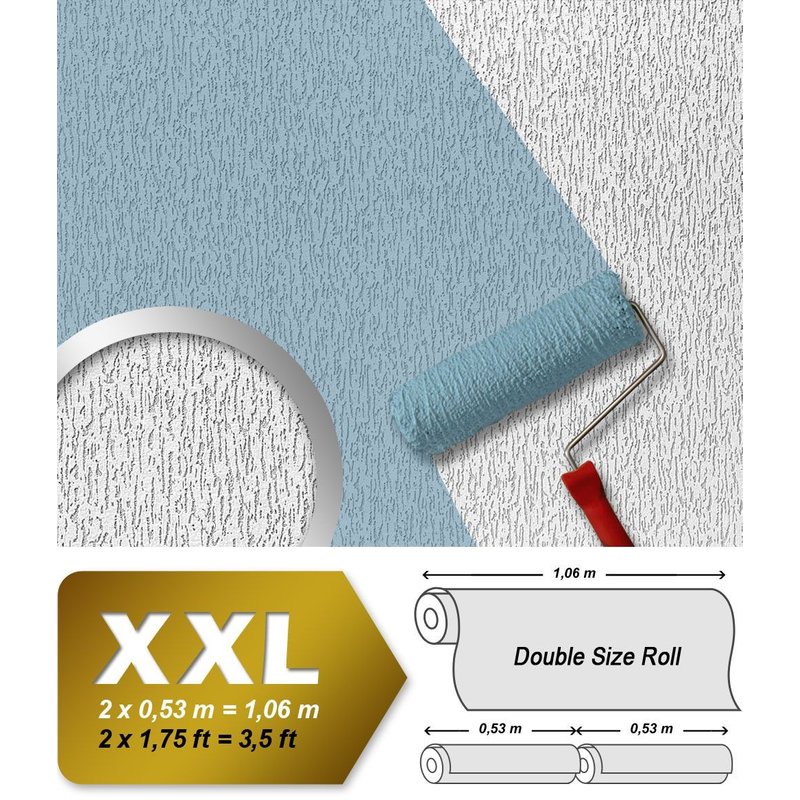 Papier peint non-tissé EDEM 80362BR70 blanc à peindre à relief aspect de crépi 26,50 m2