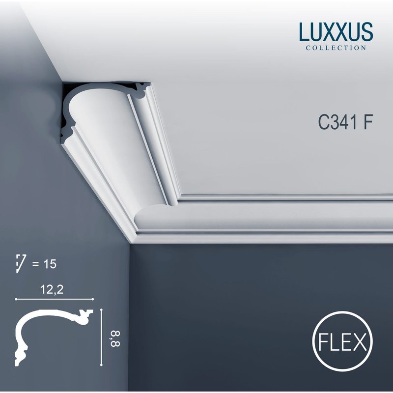 Orac Decor C341F LUXXUS flexible Cimaise Corniche Moulure Décoration de stuc 2 m