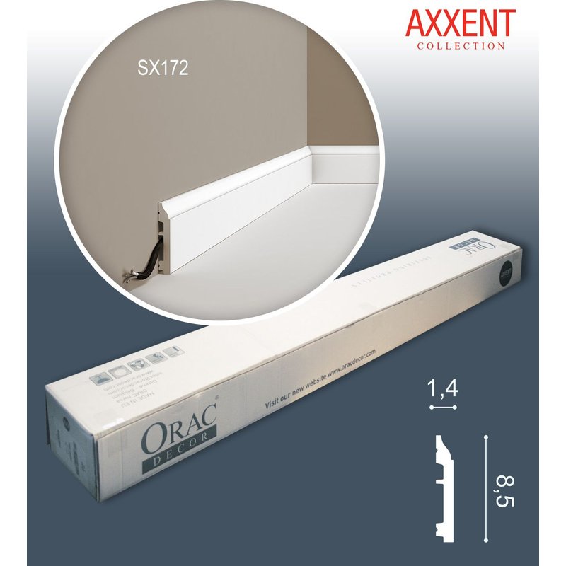 Orac Decor SX172-box-10 AXXENT 1 carton 10 pièces Plinthes Moulures decoratives 20 m