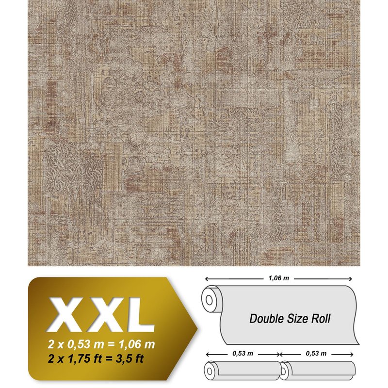 Papier peint aspect crépi EDEM 9093-16 papier peint gaufré à chaud avec dos intissé gaufré au style shabby chic brillant beige brun argent 10,65 m2