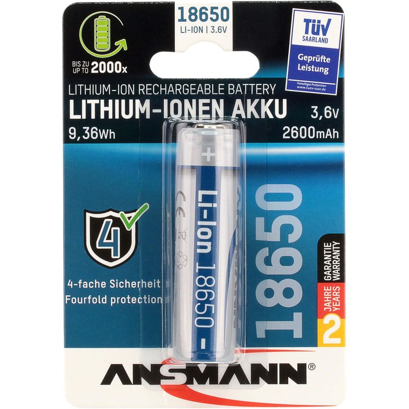 ACCU Li-Ion 18650 3.6V 2600mAh x1 ANSMANN