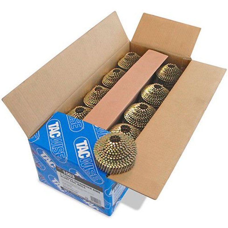 BoĂźte de 14 400 clous Ă tĂȘte ronde, annelĂ©s galvanisĂ©s pointe arrondie en rouleau D. 2,1 x 32 mm - Tacwise - 1003