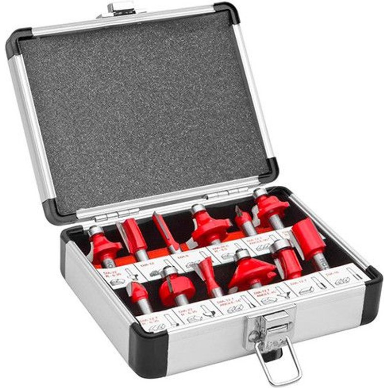 Coffret assortiment 12 mèches de défonceuse carbure Pro Q. 8 mm - OFS12 - Holzmann