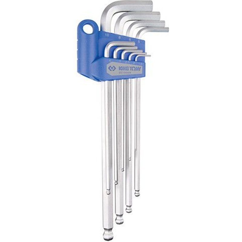 Jeu de 9 clés mâles 6 pans extra longues à tête sphérique métrique "Ball point" - 20109MR - King Tony