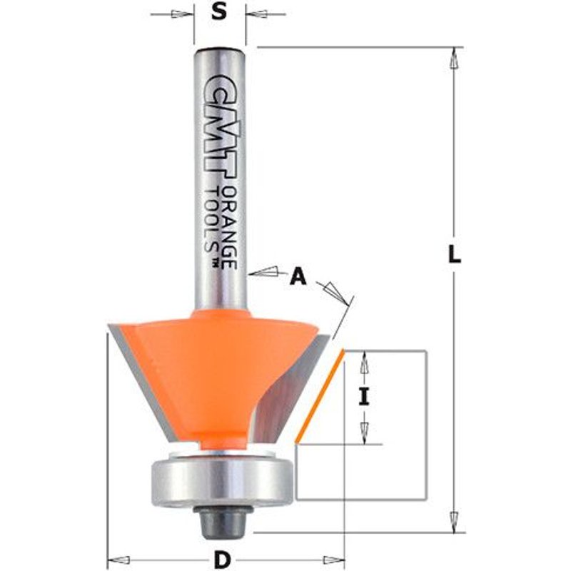 Fraise à chanfreiner et affleurer 2 tranchants 45° D. 27 mm x Lu. 5,5 x Q. 8 mm - 910.260.11 - CMT
