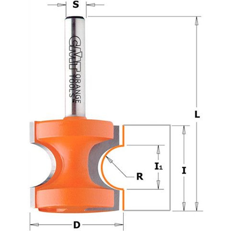 Fraise ? arrondir demi rond avec plat D. 34,9 x Lu. 35 x Q. 12 x R. 9,5 mm - 954.507.11 - CMT