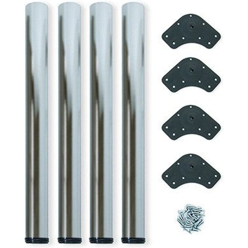 Kit de 4 pieds réglables pour table D. 60 x 830 mm en acier peint nickel satiné - 2034251 - Emuca