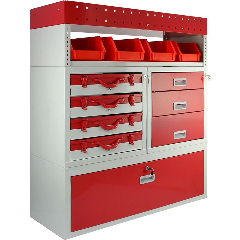 Rayonnage Métallique Firecracker Couleur Rouge & Gris pour Fourgons