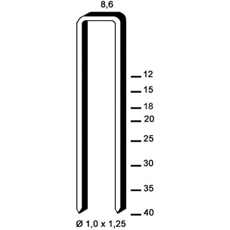 10 000 agrafes galvanisées H-30 - 8,6 x 30 x D. 1 x 1,25 mm - 6H-301 - Alsafix