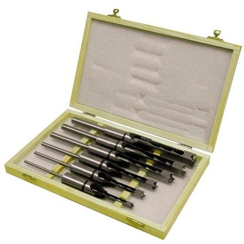 Coffret de 6 mèches et bédanes carrés D. 6, 8, 10, 12 ,14 et 16 mm Q.19 mm STM26B - Holzmann