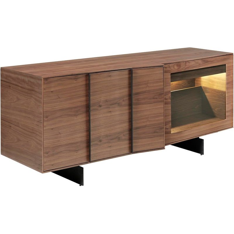 Buffet De Noyer Avec Éclairage Intérieur À Led