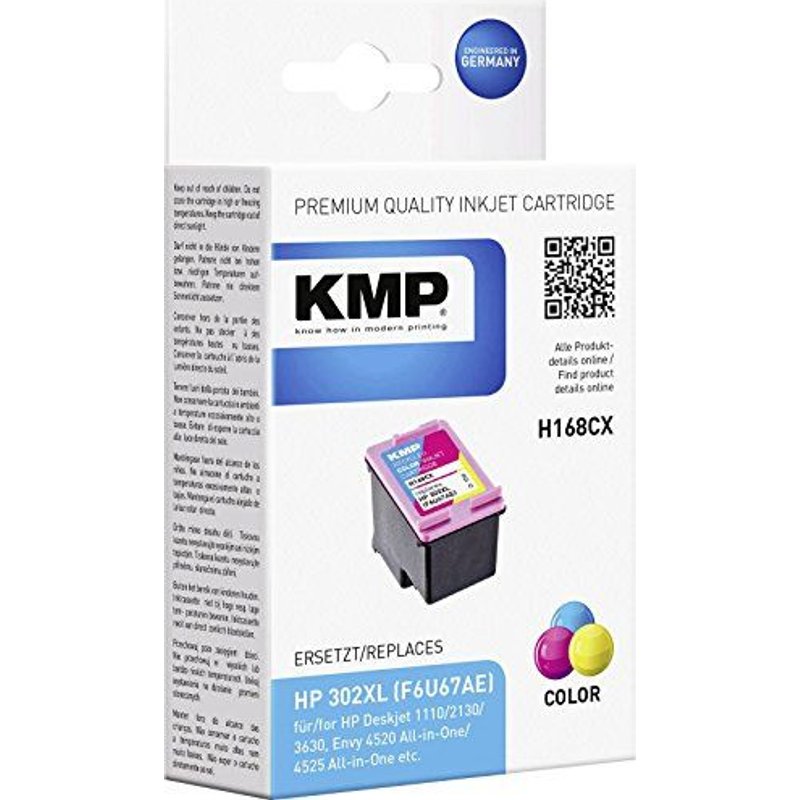 KMP Encre remplace HP 302, 302XL compatible cyan, magenta,