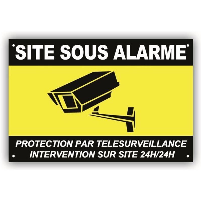 PANNEAU ALARME VIDEO SURVEILLANCE 300 x 200 mm PVC + 4 trous - PROTECTION PAR TELESURVEILLANCE - INTERVENTION SUR SITE 24H/24H - CNJ