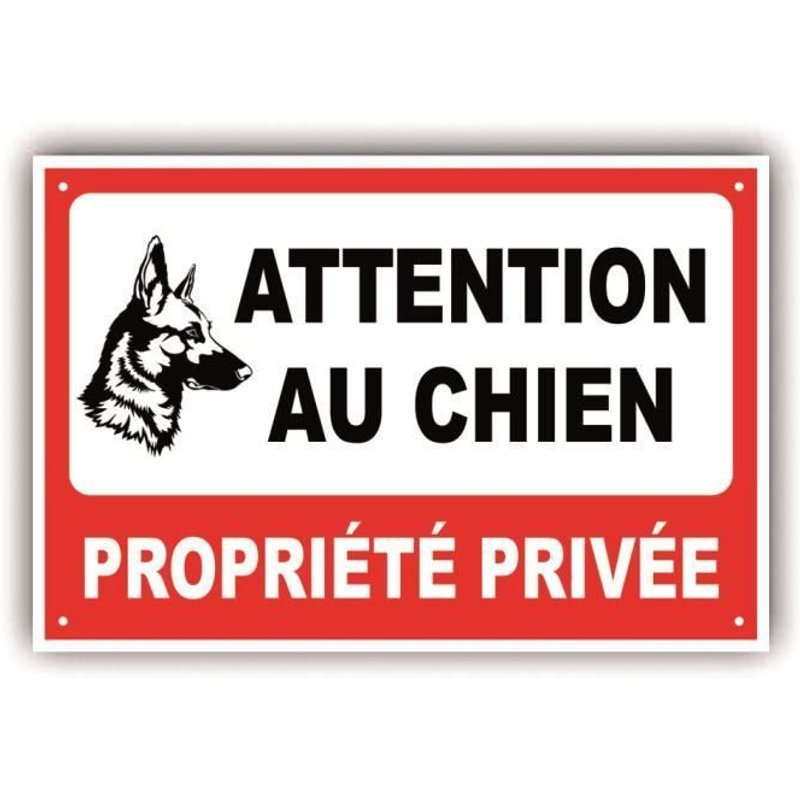 PANNEAU ATTENTION AU CHIEN - PROPRIETE PRIVEE - 300 x 200 mm en PVC + 4 trous pour fixation - PP7